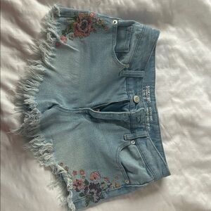 Mossimo Supply Co. Light Blue Jean Shorts with Floral Design